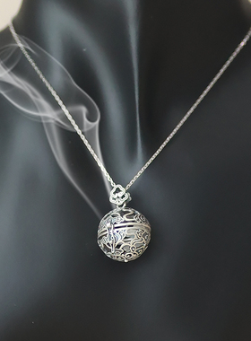 玲珑 复古做旧镂空祥云嘎乌盒绣球吊坠项链T可打开放置香囊