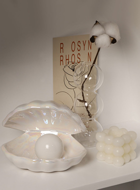 贝汉意贝壳小夜灯卧室北欧桌面装饰摆件首饰收纳盘.少女心礼物