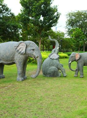 大型非洲大象玻璃钢雕塑动物园模型商场草坪房地产美摆件