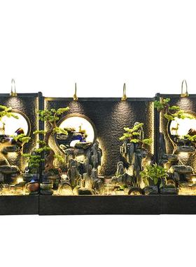 新中式水幕墙流水屏风假山喷泉摆件公司酒店背景墙庭院水景观装饰