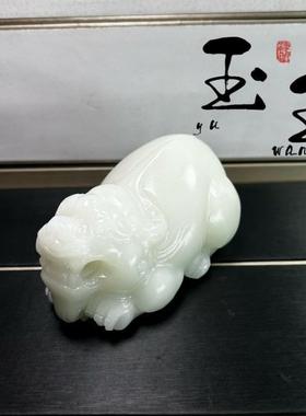玉石阿富汗玉白玉貔貅摆件工艺品原石石雕居家办公乔迁送礼