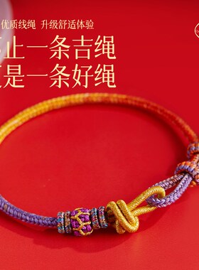 2024九紫离火紫色手绳编绳五彩绳龙年本命年红绳紫手链女属龙龙绳