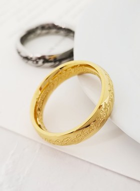 泰爱你魔戒指环王戒指潮男个性欧美影视周边魔纹钛钢厚实帅气指环