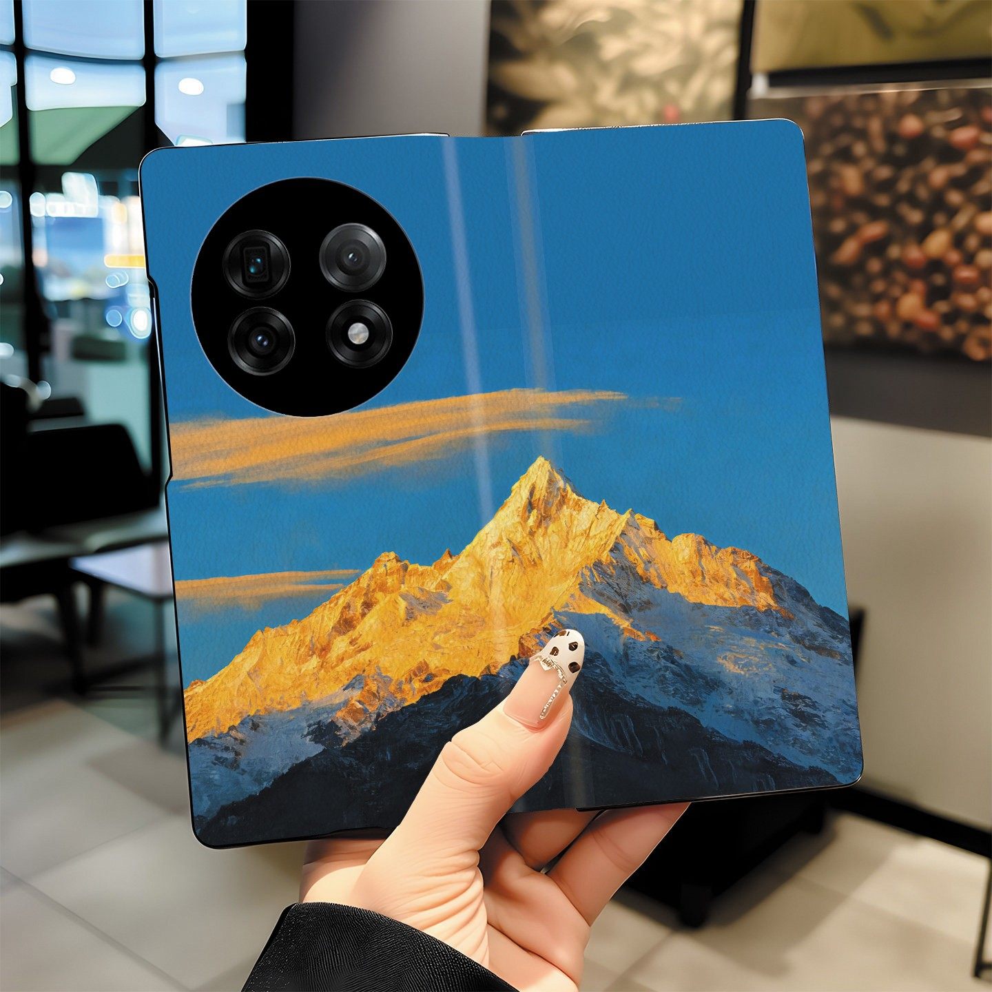 尾火虎适用oppofindn5手机壳折叠屏翻盖全包皮纹日照金山个性创意时尚商务潮男高级感艺术复古findn5保护套,淘宝优惠券,粉丝福利购,淘宝优惠卷