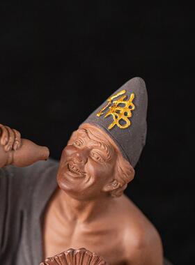 醉酒济公佛像摆件陶瓷人物雕像降龙罗汉禅意家居博古架桌面装饰品