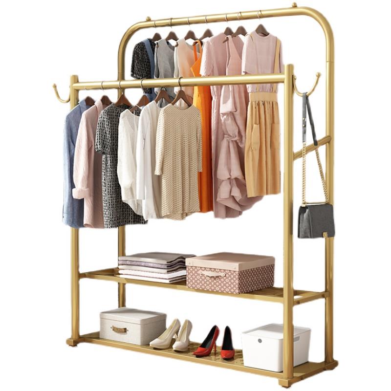 晾衣架家用置地双杆式折叠衣帽架卧室内简易落地阳台挂晒衣服架子 - 图3