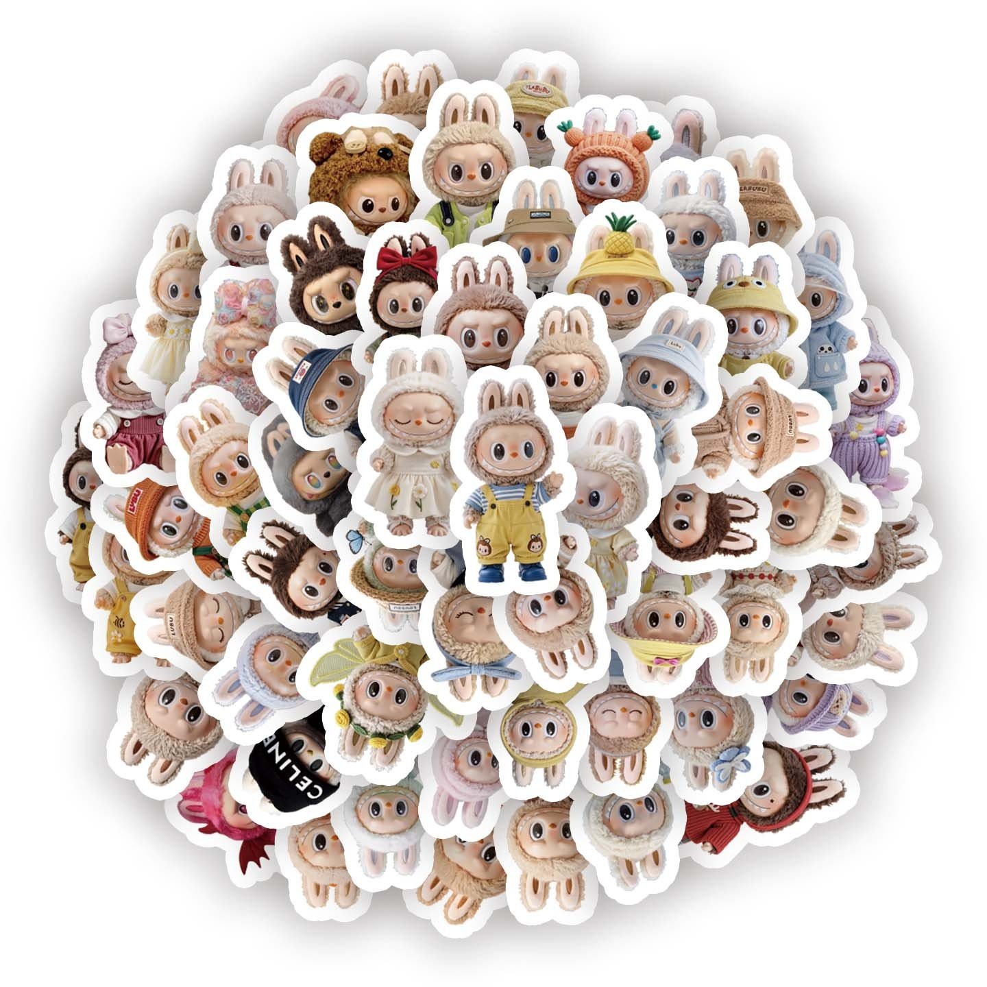 500贴卡通可爱写实拉布布labubu创意儿童奖励手账贴纸手机壳笔记本电脑行李箱桌面水杯头盔充电宝吉他DIY贴画,淘宝优惠券,粉丝福利购,淘宝优惠卷