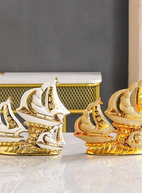 一帆风顺帆船摆件乔迁新居礼品桌面书房工艺品创意家居客厅装饰品