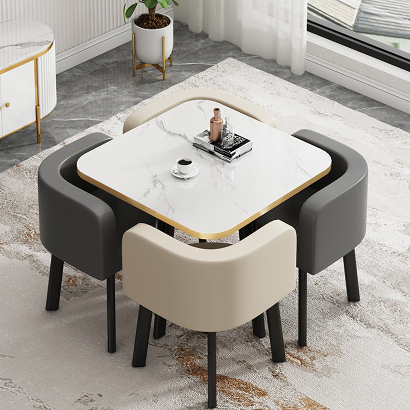 轻奢休闲洽谈桌椅组合会客接待小圆桌休息区奶茶店一桌四椅套装,淘宝优惠券,粉丝福利购,淘宝优惠卷