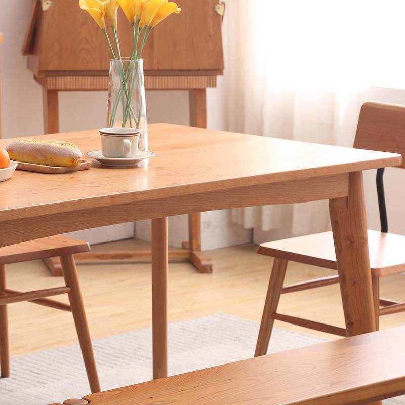 全实木简约长方形餐桌家用樱桃木小户型日式原木北欧餐桌椅组合,淘宝优惠券,粉丝福利购,淘宝优惠卷