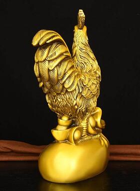 铜公鸡摆件铜鸡生肖鸡金鸡报晓家居装饰品办公室桌面工艺品金钱鸡