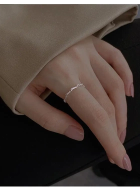 戒指女波浪线独身不婚主义尾戒韩国个性细食指关节戒开口
