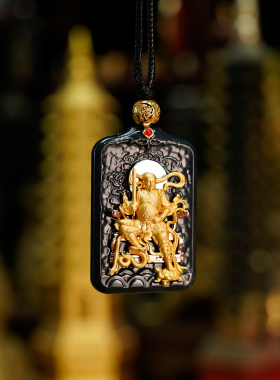 【三清山旗舰店】和田玉真武大帝镀金吊坠【祝福发货】玄武大帝