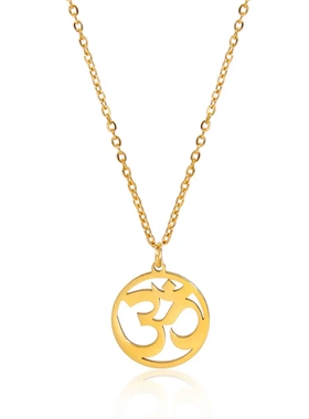 百搭个性时尚毛衣链潮流爆款奥姆符吊坠挂圈项链情侣钛钢饰品