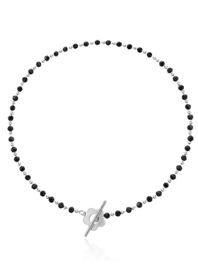 欧美饰品 时尚气质彩色水晶玻璃珠项饰 简约ot扣短款花朵项链