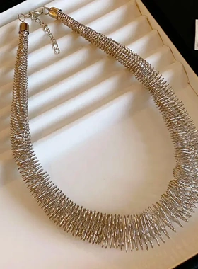 欧美夸张弹簧切面项圈辣妹气质金属风项链个性独特设计时尚项饰女