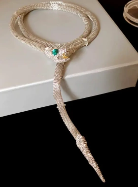 镶钻蛇形流苏项链时尚重工夸张锁骨链欧级感个性网红项饰