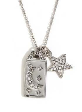 欧美气质小众几何创意个性项坠不锈钢镀18k金星星吊坠项链女