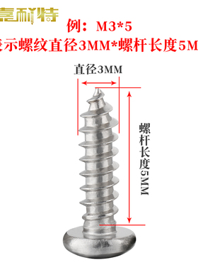 304不锈钢自攻螺丝圆头十字自攻丝电子螺钉小螺丝钉M1M3M4M5M6M8