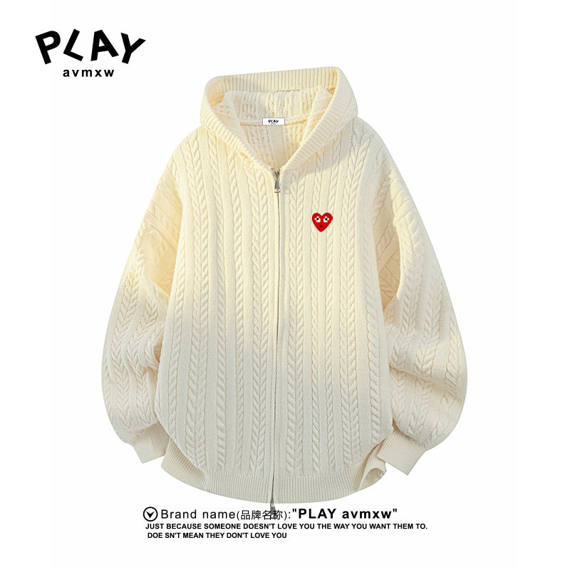 PLAY AVMXW  官方连帽针织衫秋冬季新款男女同款肌理感麦穗纹毛衣,淘宝优惠券,粉丝福利购,淘宝优惠卷