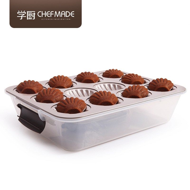 新品chefmade学厨 金色12连杯不粘日式贝壳玛德琳蛋糕模具WK9739,淘宝优惠券,粉丝福利购,淘宝优惠卷