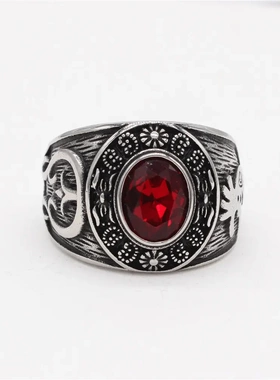 r1343 欧美时尚个性复古哥特图腾花纹男士戒钻戒宝石戒指