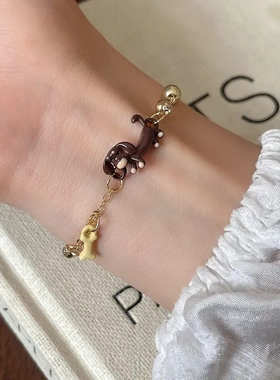 滴油镶钻可调节手链卡通童趣设计手环通勤百搭新款手饰女