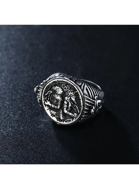 r0350-01  埃及法老守护神阿努比斯神兽男士钛钢复古戒指