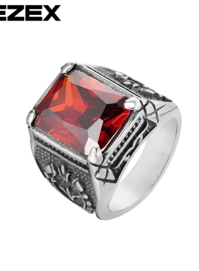 r0680-13饰品 个性复古橄榄枝男士钛钢宝石戒指