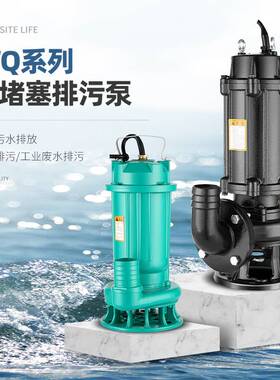 污水泵家用220V小型化粪池抽粪泥浆下水道切割排污高扬程潜水泵