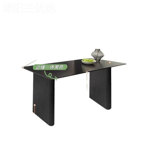 式极简RWJ色哑光岩板餐桌椅意组合小黑户型轻奢家用租屋饭桌出长 - 图3