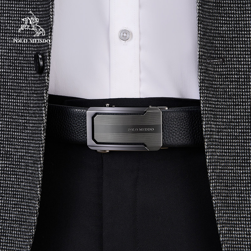 正品保罗男士皮带真皮男式腰带2025新款自动扣男款牛皮裤带送男友