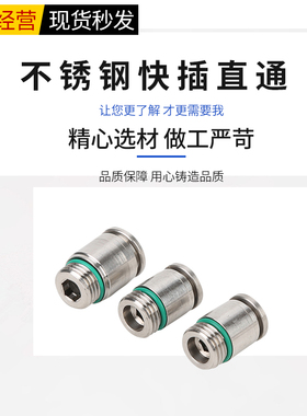 304不锈钢气动接头内六角G螺纹快插直通POC气源终端转换快速接头
