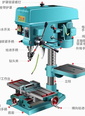 德国进口创强工业台钻台式钻床一体大功率钻铣床攻三用多功能攻丝