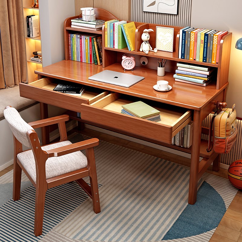 Children's desk bookshelf combination table simple home study desktop computer desk student writing desk and chair
