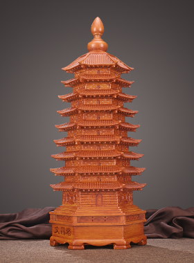 文昌塔摆件9九层送孩子开学礼物木纹书房书桌面办公室装饰工艺品