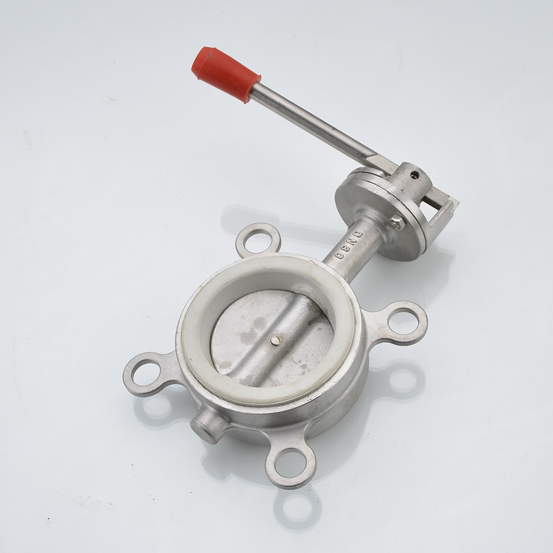 304不锈钢手动对夹式软密封蝶阀 手柄蝶阀D71X-10P 16PDN50 65 80 - 图1