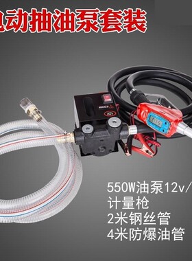 电动抽油泵12V24V220V小型柴油泵车加油机加油枪带计量套装抽油机