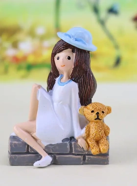 创意汽车装饰女孩姑娘树脂工艺摆件蛋糕烘培生日派对甜点插牌配饰