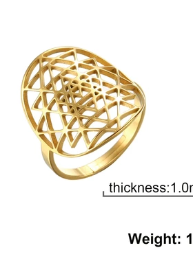 欧美个性潮流ins风几何镂空圆环重叠形开口男女款戒指