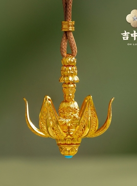 吉中吉·铜《花开见佛》桌面摆件新中式入户玄关客厅置物架装饰品