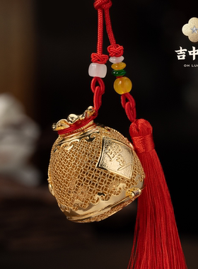 吉中吉·铜《代代纳福》桌面摆件新中式入户玄关客厅置物架装饰品