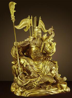 全铜夜读春秋坐关公摆件铜看书武财神关羽神像关二爷佛像店铺供奉