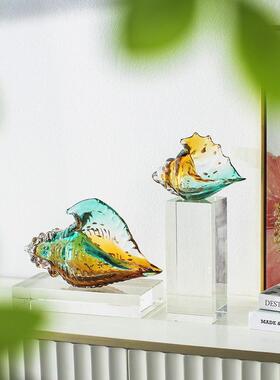 慕南无障碍豪华艺术釉面彩色海螺装饰入口电视柜酒柜家居存储装饰