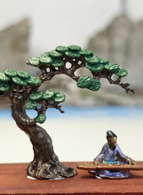 纯铜迎客松摆件家居玄关博古架摆件艺术品客厅摆件水晶祝福