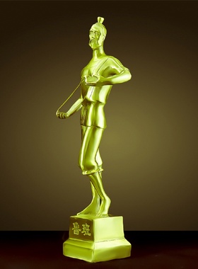 纯黄铜鲁班奖杯摆件鲁班铜像建筑工地奖杯装饰品办公室桌面摆设
