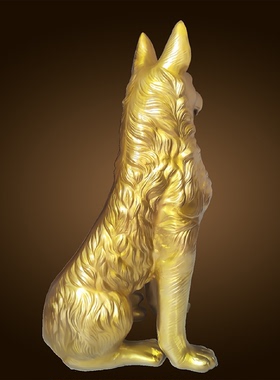 铜狗摆件纯黄铜狼狗招财家居饰品客厅庭院生肖狗工艺品西北缺角