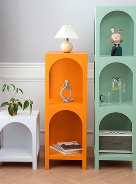 白色烤漆书柜落地艺术设计书架现代简约粉色儿童置物架床头柜安装