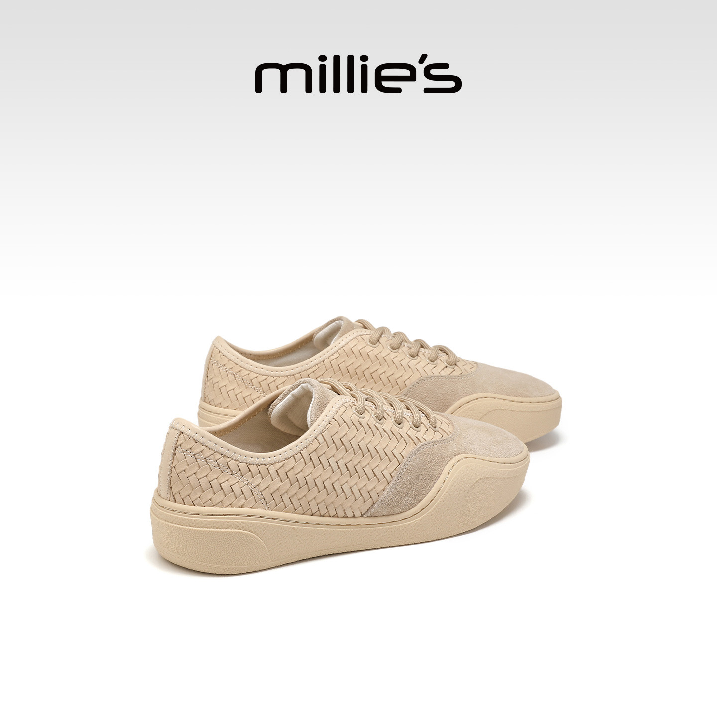 MILLIE'S/妙丽德训鞋女百搭平底编织休闲鞋运动女鞋2026春季新款,淘宝优惠券,粉丝福利购,淘宝优惠卷