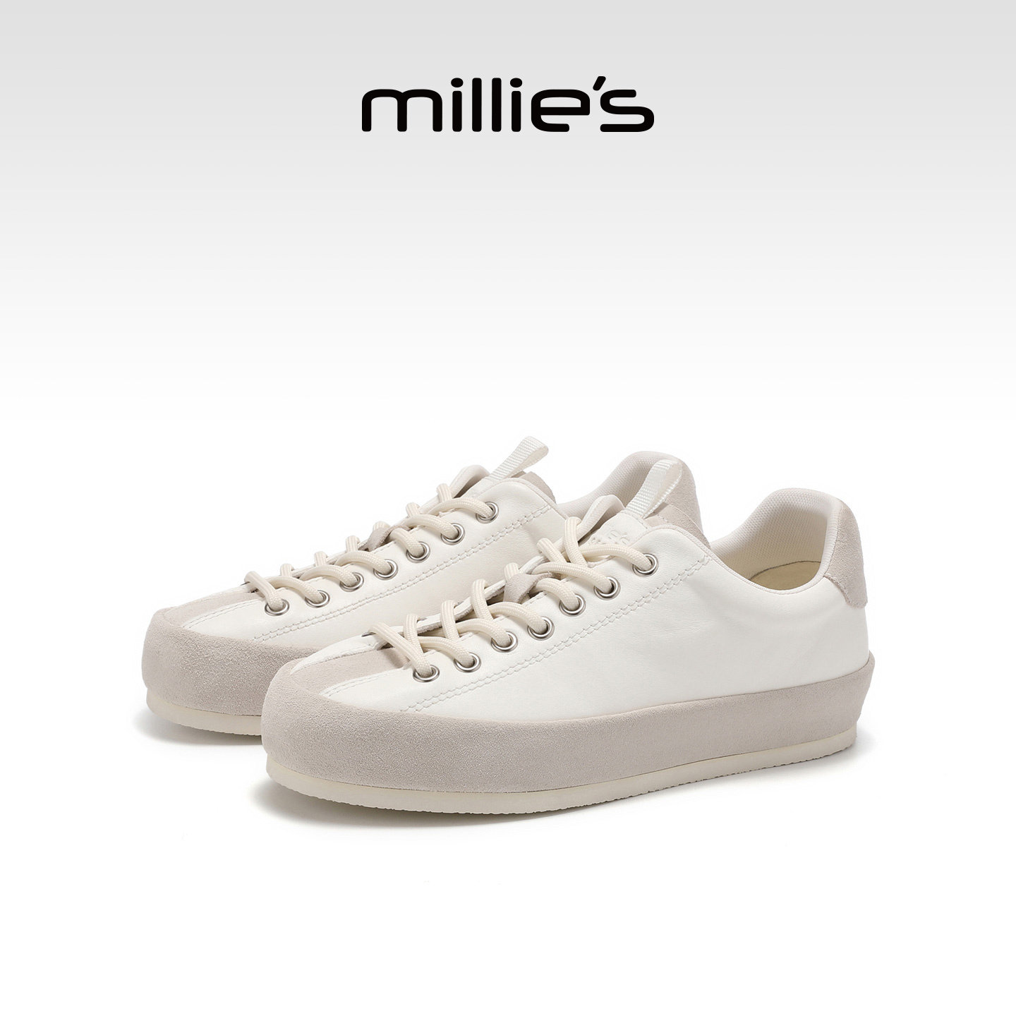 MILLIE'S/妙丽简约百搭女款深口单鞋女鞋真皮休闲板鞋女春季新款,淘宝优惠券,粉丝福利购,淘宝优惠卷